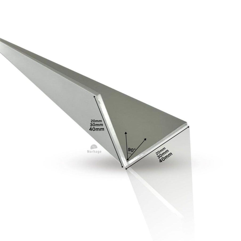 Technische Zeichnung des Aluminium L-Profils mit genauen Maßen und Abmessungen