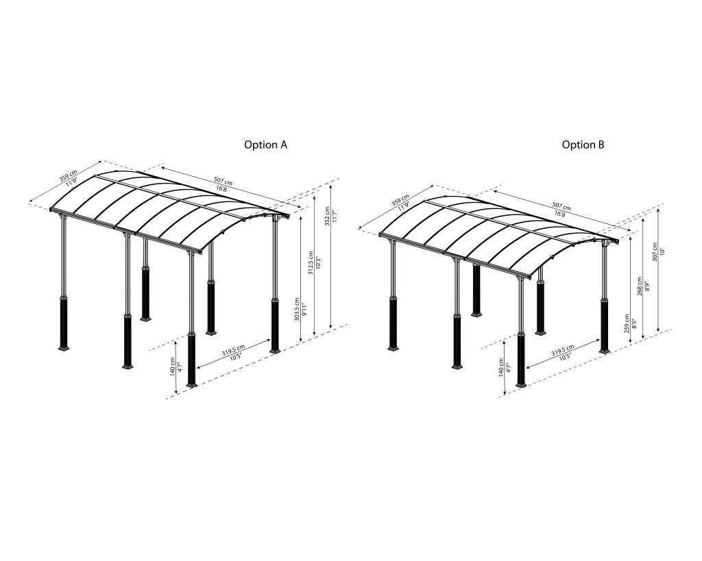 Aluminium Carport Palram Alpine opplgg