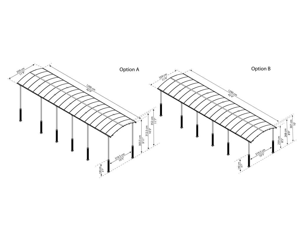 Aluminium Carport Palram Alpine opplegg